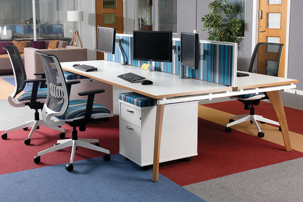 Fuze Bench Desks Solid Oak Legs